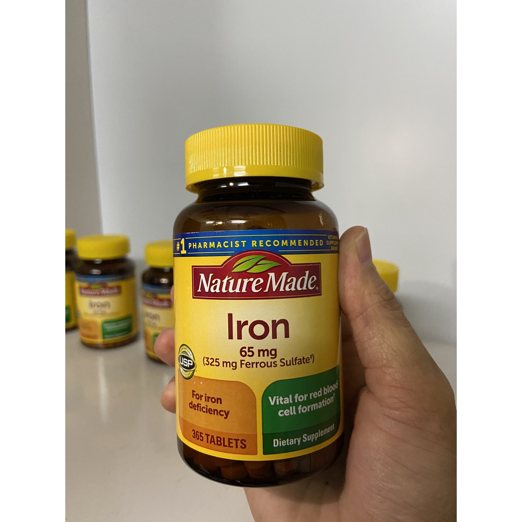 USA- Viên uống sắt Iron 65mg Nature Made 180/365 viên
