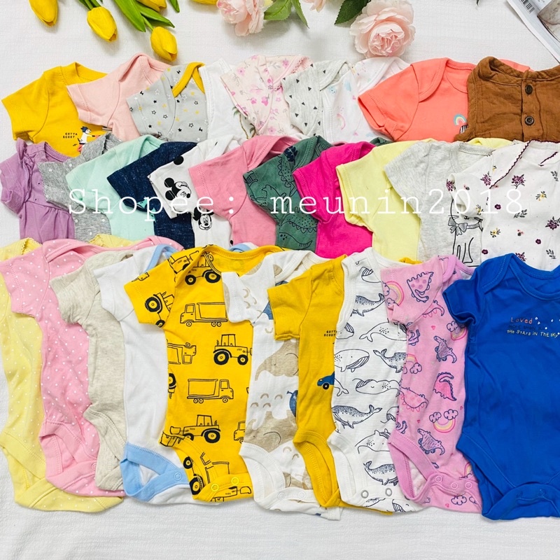 Bodysuit sơ sinh mềm đẹp cho bé hoạ tiết dễ thương mix hãng (Size NEWBORN)