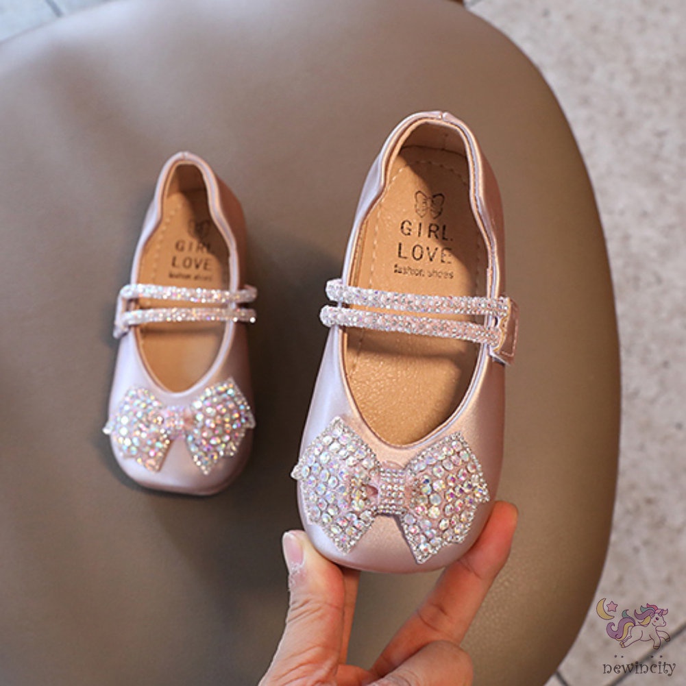 Giày Búp Bê Đính Nơ Lấp Lánh Cho Bé Gái