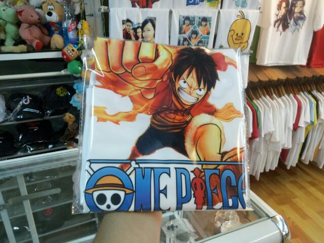 Áo thun one piece luffy đấm lửa in 2 mặt in tại shop