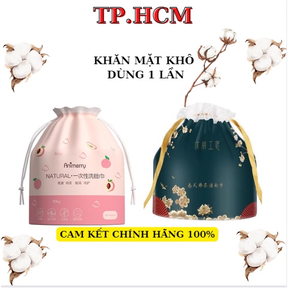 Khăn lau mặt khô dùng 1 lần ANIMERRY, tẩy trang đa năng 40 tờ/cuộn