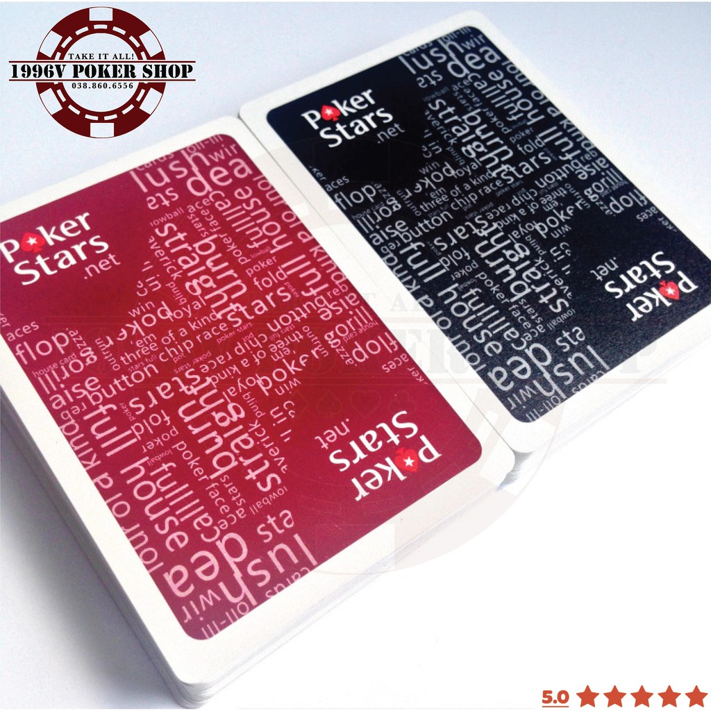 Bài tây nhựa bridge size, bài poker plastic card Poker Star số to Jumbo chống nước - 1996V Poker Shop