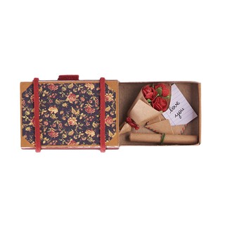 Thiệp hộp diêm Vali Floral đen kèm bó hoa SC001
