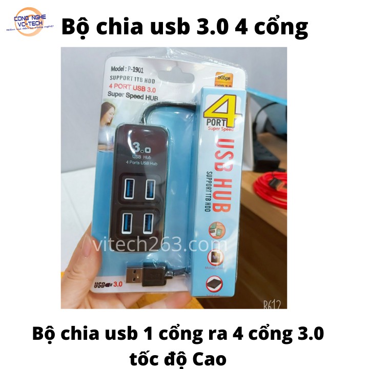 Bộ Chia USB 3.0 4 Cổng Tốc Độ Cao P1901-Phù Hợp Mọi Hệ Điều Hành