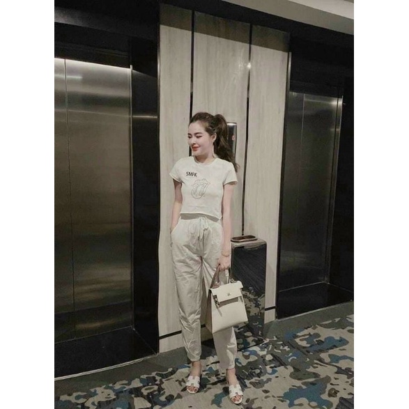 Quần bom bo gấu chất đũi túi mác Gu hàng đẹp