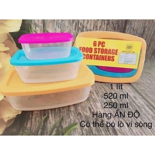 Bộ 3 hộp nhựa sắc màu ấn độ