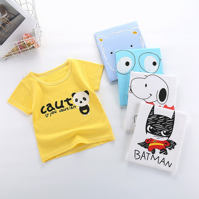 ÁO PHÔNG CỘC TAY CHO BÉ TRAI BÉ GÁI MẪU BATMAN, GẤU TRÚC, SNOOPY