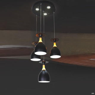 Đèn thả trang trí quầy bar phòng bếp hình ly rượu đen tích hợp 7 bóng led