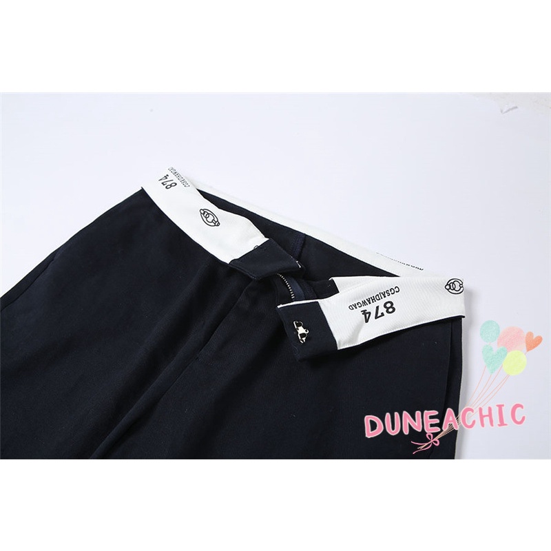 DUNEA Quần ống rộng Lưng Thấp Màu Sắc Đơn Giản Quyến Rũ Cho Nữ