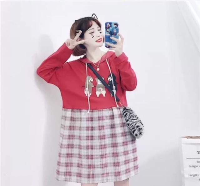 (Có Sẵn) Đầm babydoll sọc caro ulzzang