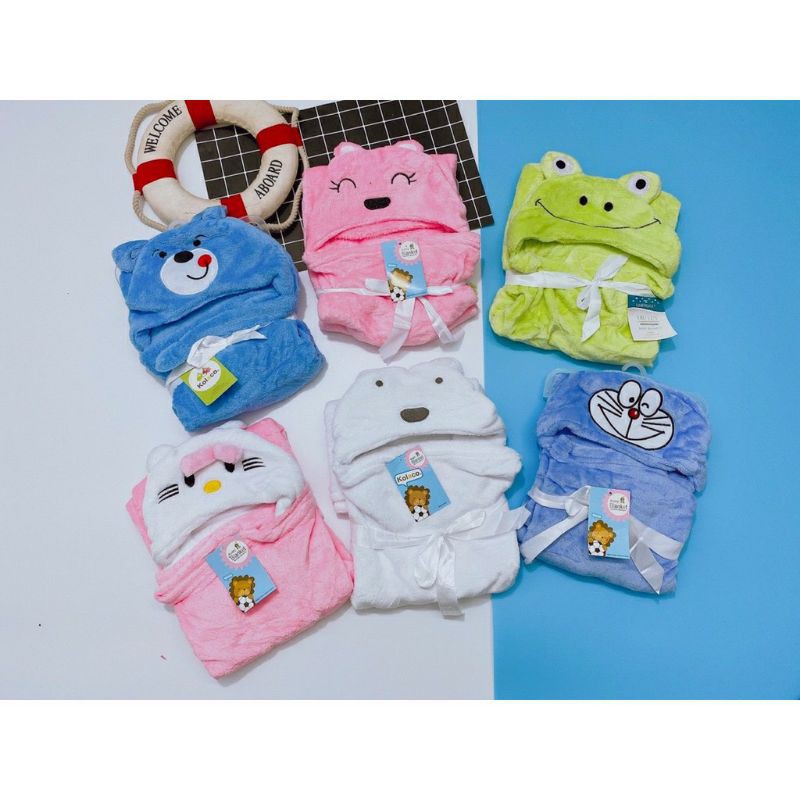 Chăn ủ bé sơ sinh mùa đông có mũ hình thú siêu ấm