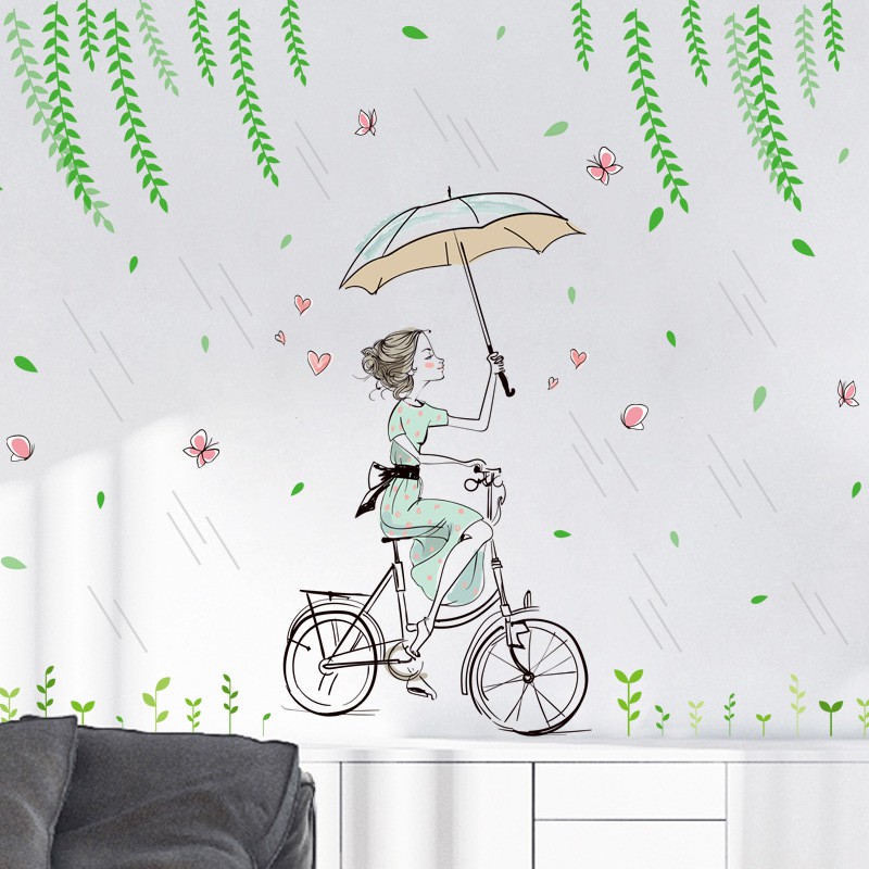 Decal dán tường - Giấy dán tường - Cô gái của gió - flowerdecal