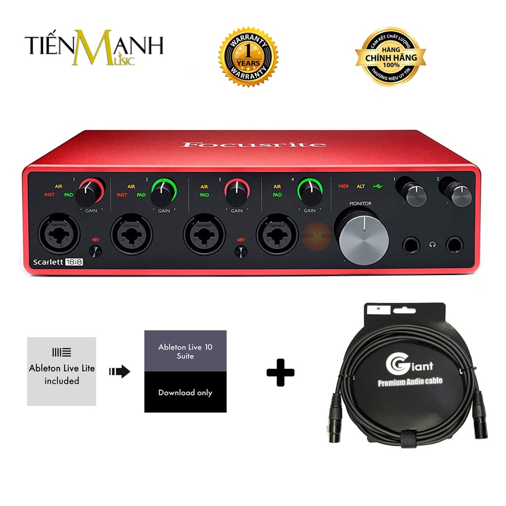 Focusrite Scarlett 18i8 Gen 3 Sound Card Âm Thanh - Focus USB Audio Interface SoundCard (3rd Gen3)