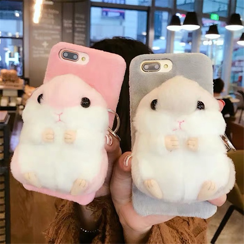 Winter cartoon plush hamster doll suitable for iphone6/6S/6Plus/6SPlus super cute 7/8/7Plus/8Plus/x/xs/xs max Tricholoma matsutake 11/11pro max