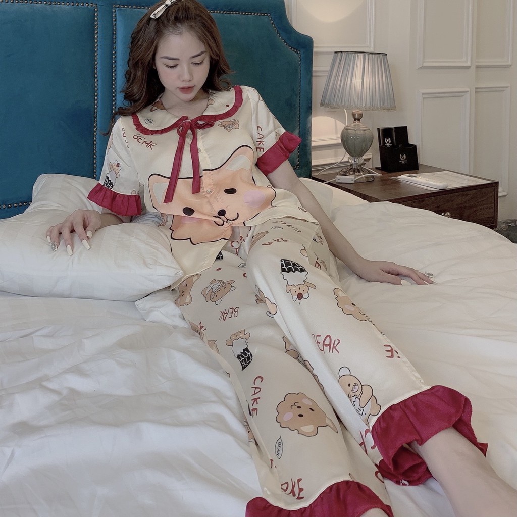 Đồ Bộ Pijama - Bộ Lụa Dài Tay Họa Tiết Sang Chảnh | BigBuy360 - bigbuy360.vn