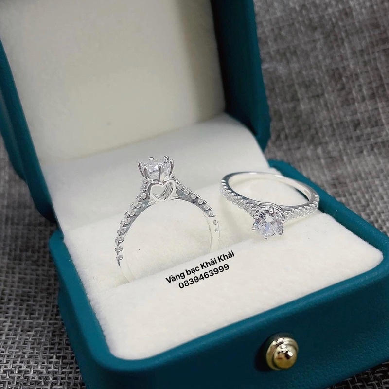 Nhẫn nữ Bạc ta đính đá dày dặn , sáng bóng - Vàng bạc Khải Khải