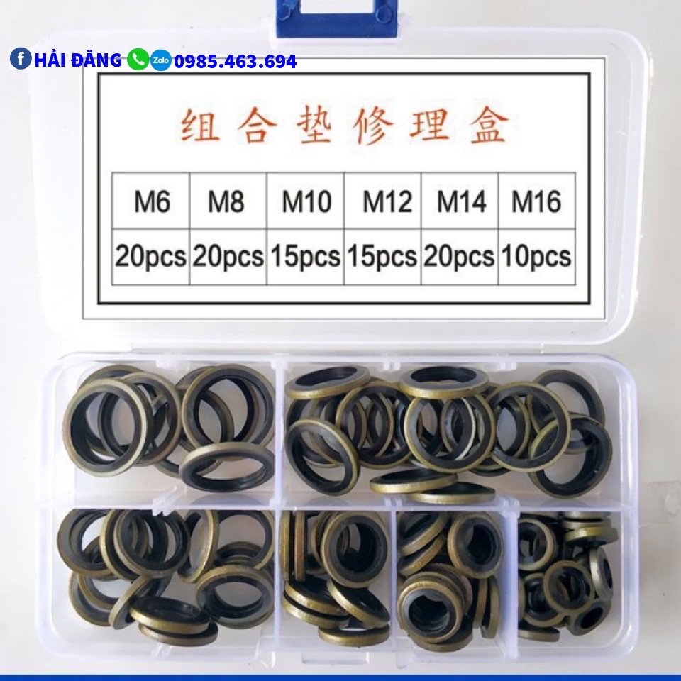 Hộp long đền thép lõi cao su 162 chi tiết