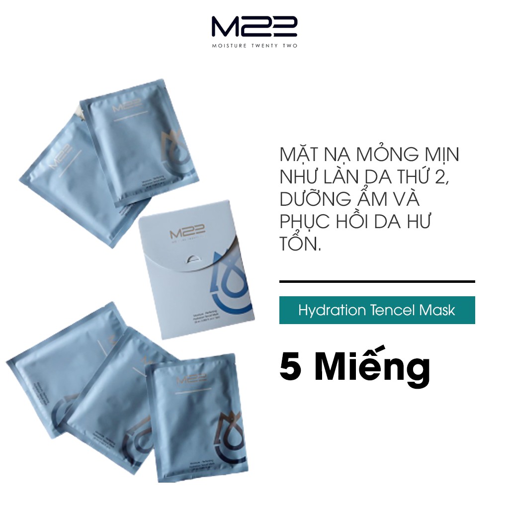 Mặt nạ sợi tencel dưỡng ẩm, phục hồi da M22 Hydration Tencel Mask (Hộp 5 miếng)