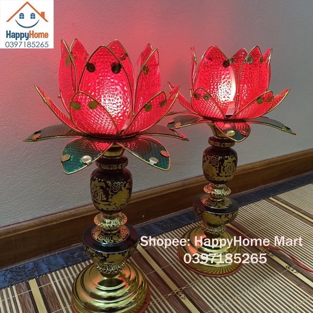ĐÈN THỜ HOA SEN 1 BÔNG ( 1 đôi )