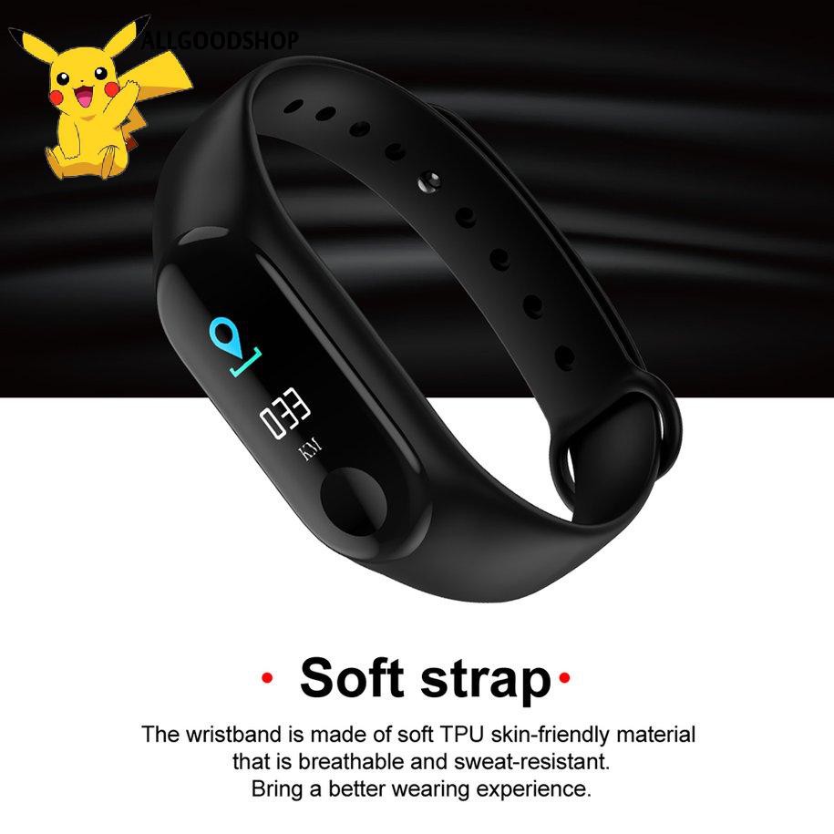 Bộ Đồng Hồ Thông Minh M3 Chống Nước Ip68 Giám Sát Nhịp Tim