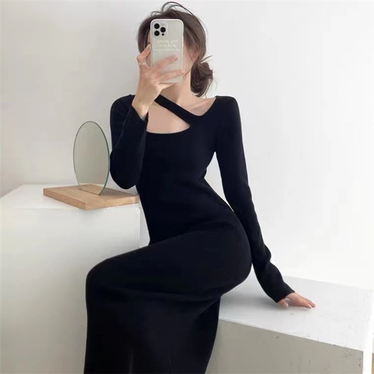 SUXI (MỚI) Đầm midi dài tay gợi cảm, phong cách Hàn Quốc dành cho nữ