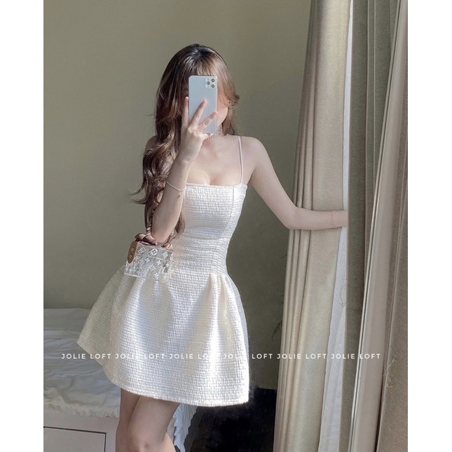 SET ĐẦM DẠ 2 DÂY XOÈ + ÁO KHOÁC CROPTOP VEST TAY DÀI MS198