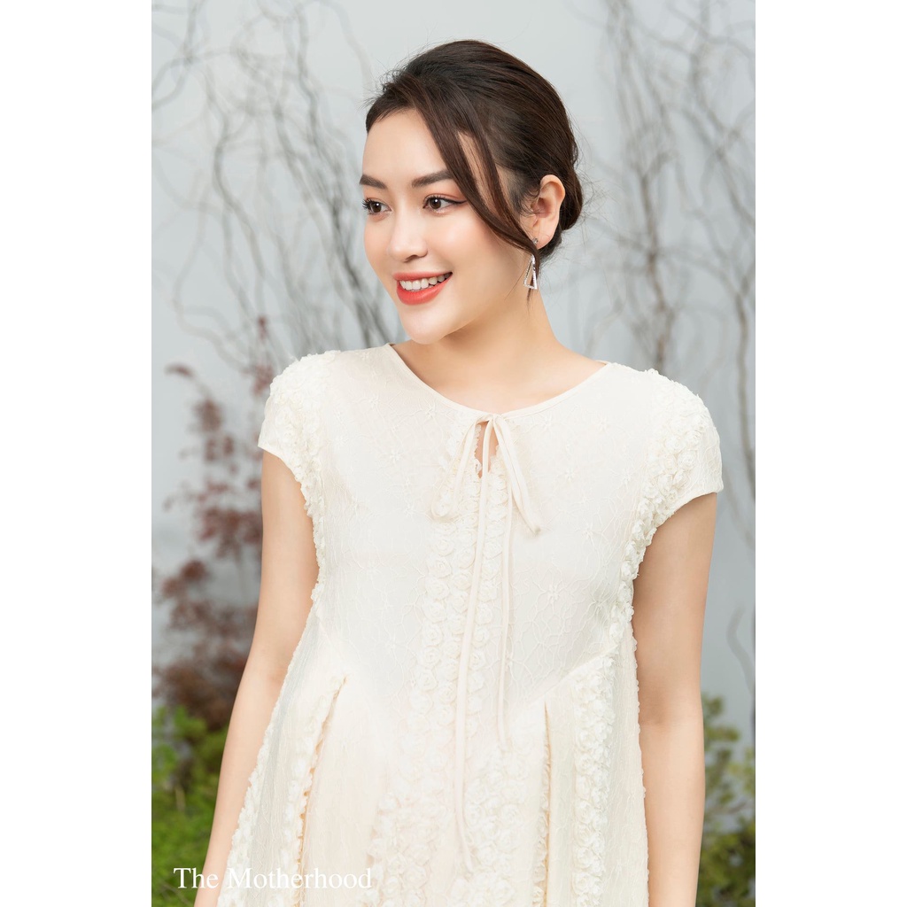 Váy Bầu Thiết Kế Chất Liệu Ren Hoa Hồng 3D Đủ Size Cho Mẹ Bầu Và Sau SinhTừ 47-85kg BELLA MAMA - D126