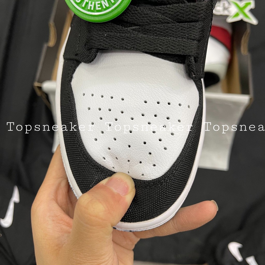 Giày Sneaker Jordan 1 Trắng Gót Đỏ