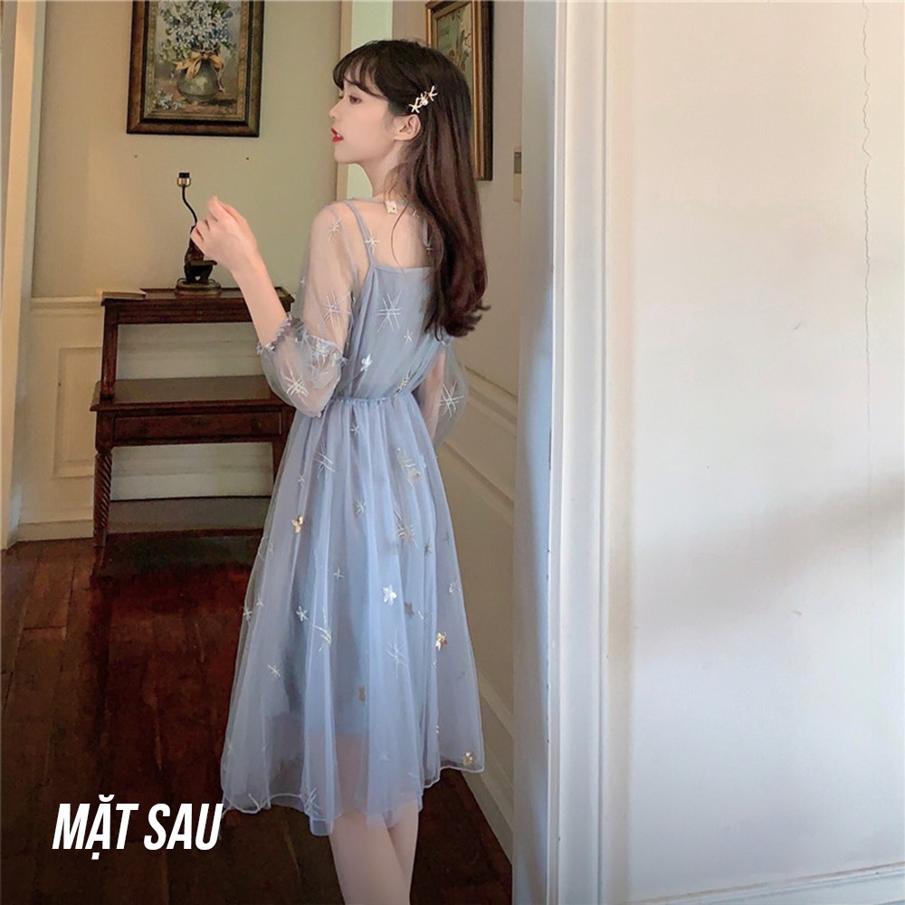 Váy Công Chúa 2 Lớp Lấp Lánh Blink Blink/ Đầm Xòe Tay Lỡ Họa Tiết Ngôi Sao Xinh Xắn V00022 | BigBuy360 - bigbuy360.vn