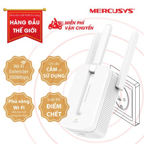 [Mã ELMALL150 giảm 10% đơn 500K] Bộ Kích Sóng Wi-Fi Mercusys MW300RE Tốc Độ 300Mbps - Bảo Hành 2 Năm 1 Đổi 1