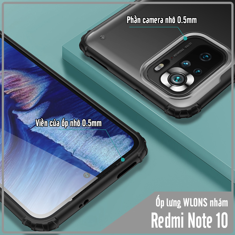 Ốp lưng chống sốc cho Xiaomi Redmi Note 10 nhám viền màu WLONS - Hàng nhập khẩu