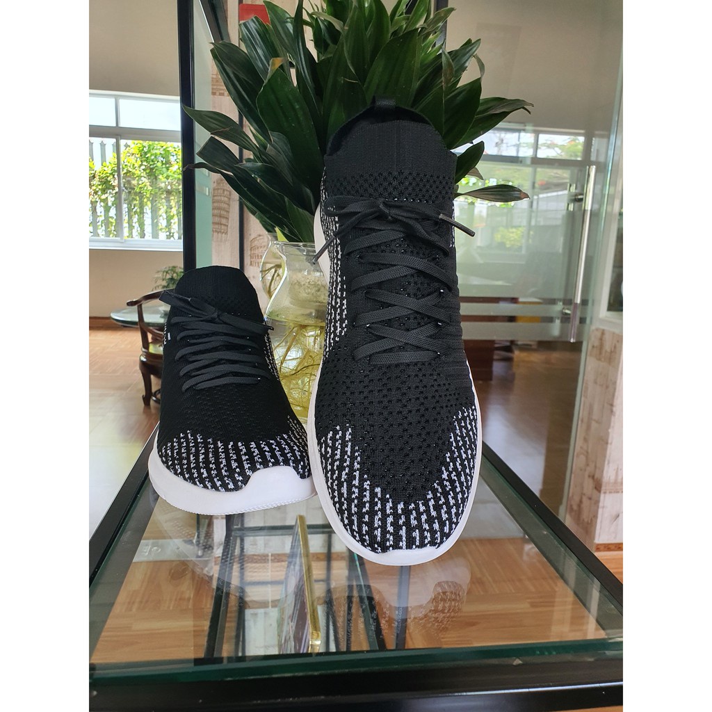 Giày thể thao nam 💖FREESHIP💖 Giày chạy bộ Sshoes-có dây, vải thun mềm nhẹ-Màu đen chất lượng ngang bitis 144-3-BLK