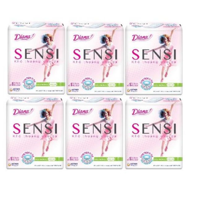Combo 6 gói băng vệ sinh  Diana sensi mỏng  cánh/mỏng ko 8 miếng