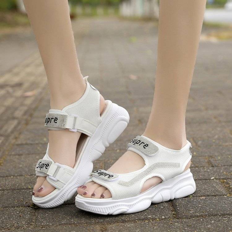 Giàydép cao từdép đế caogiày caogiày nữ caogiày sandal 7cmGuốc/Dép nữgiày 7cmGiàyDép Nữ dép thời trang dép gót✉❁₪Sports sandals women s 2021 new summer sponge cake thick-soled casual wild net celebrity ins tide super hot Roman high heels