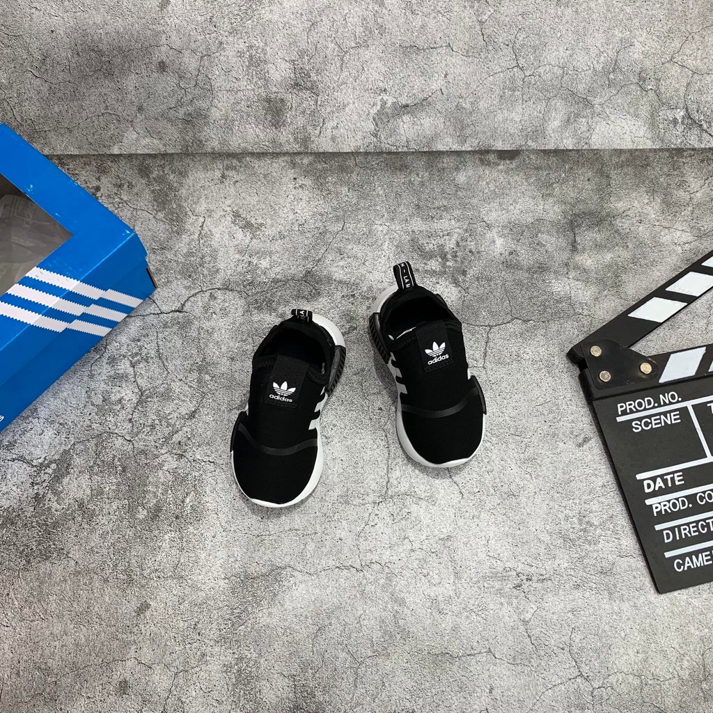 Giày NMD Kid Den Sọc Trắng