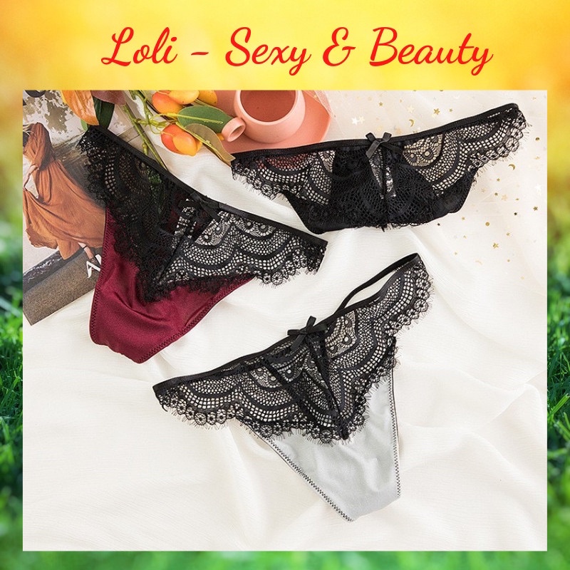 ⭐️MUA HÀNG NHẬN QUÀ⭐️ Quần lót lọt khe phối ren đính nơ QL9