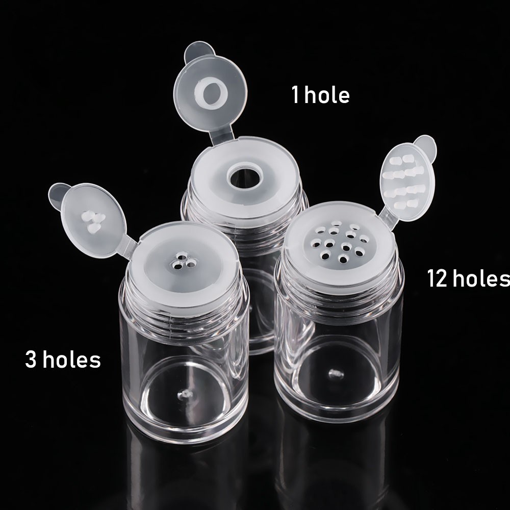 LY 3 Styles Cosmetic Sifter Container 10ml Refillable Bottles Loose Powder Jars Clear Empty Plastic Screw Lid Makeup Tools DIY Bottle