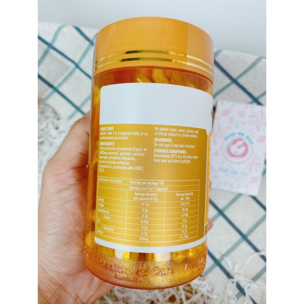 [CHINH HANG] Viên Nhau Thai Cừu Úc Sheep Placenta Healthy Care 5000mg - 100 viên