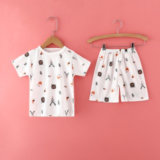 Set áo thun và quần short SMY cotton đáng yêu dành cho bé trai và bé gái