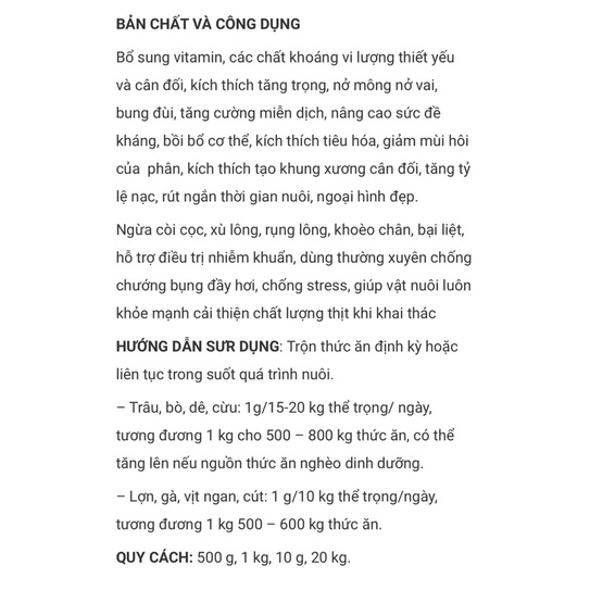 Vỗ béo trâu bò 1kg