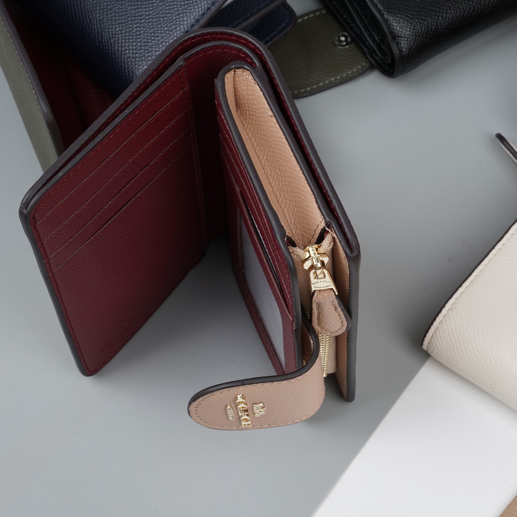 Ví Da Gập Dáng Ngắn Có Khóa Kéo Chất Lượng Cao Thời Trang Cho Nữ H 6390