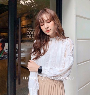 Áo ren tay bồng (ảnh thật, clip mặc thật)