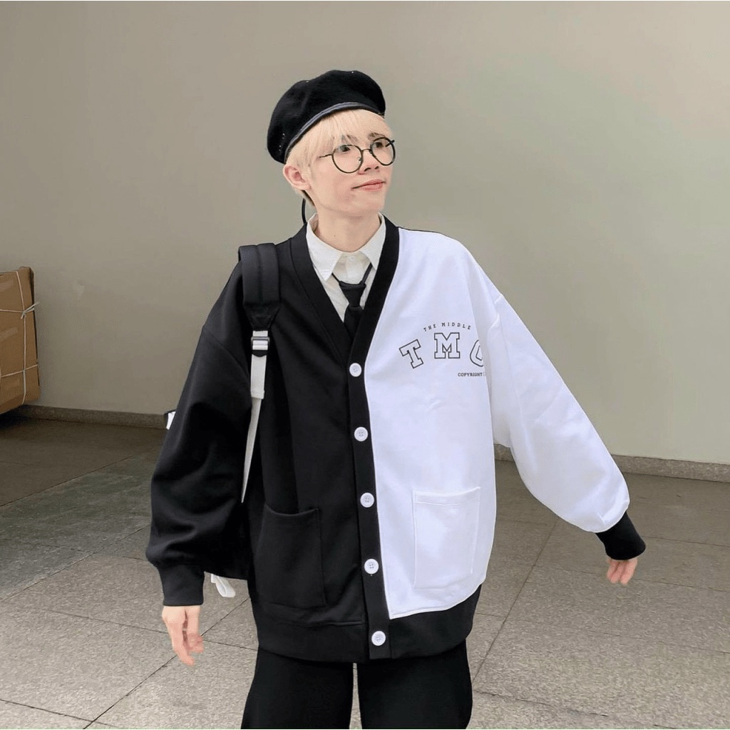 Áo hoodie, áo khoác cadigan thun nỉ ngoại nam nữ cực đẹp Phối 2 Màu Trắng/Đen Siêu Hot [New Unisex]