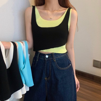 Áo croptop layer 2 lớp - áo ba lỗ phối màu nhiều lớp cực chất SS146