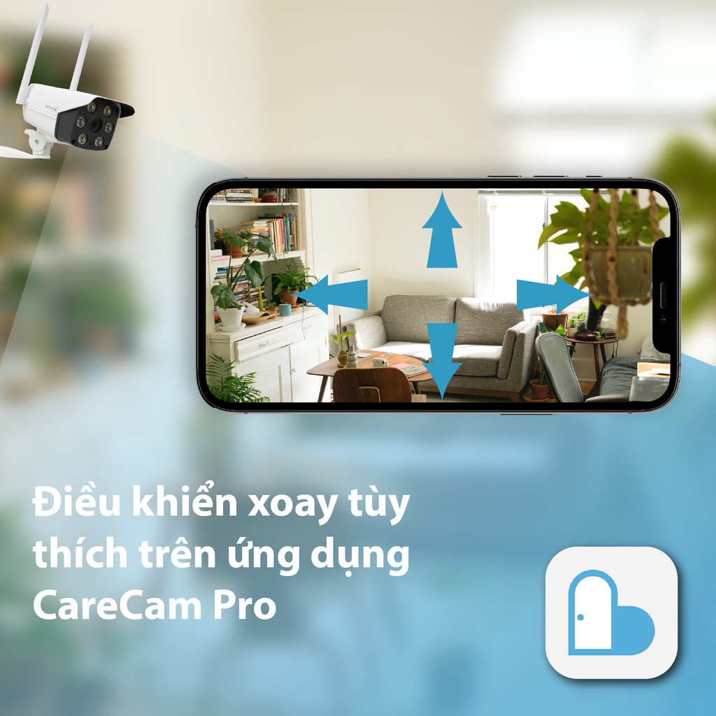 Camera wifi ngoài trời Carecam CV925M 2.0MP Full HD 1080P, xem 4 khung hình và xem đêm có màu.