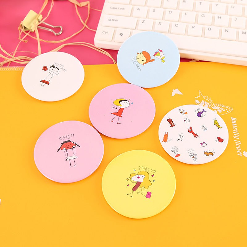 Gương trang điểm mini bỏ túi in họa tiết hoạt hình đáng yêu