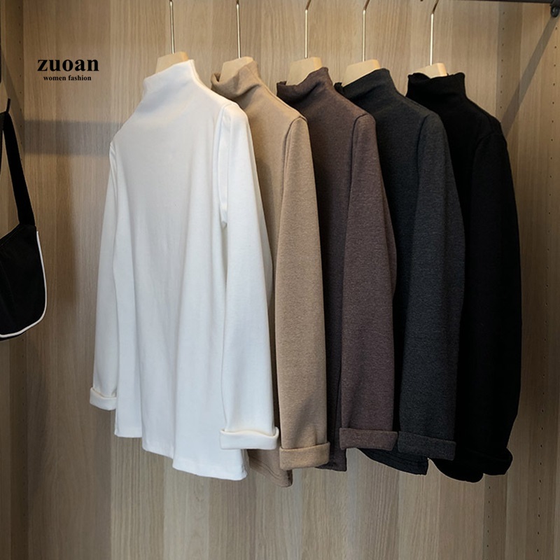 SUXI Áo sweater dài tay màu trơn thời trang mùa thu cho nữ