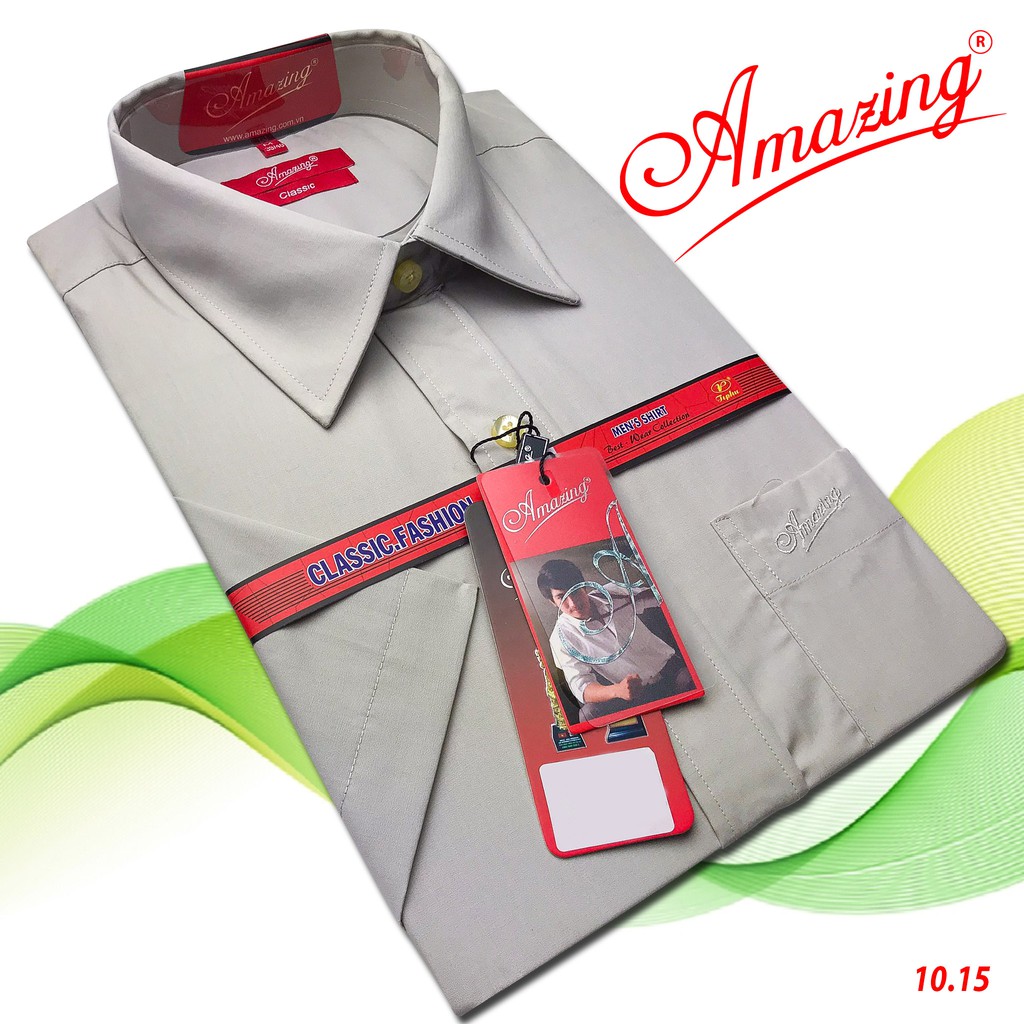 (XẢ HÀNG) Áo sơ mi nam màu trơn, chất liệu mềm mát, tay ngắn, vạt bầu, form áo rộng basic, thương hiệu Amazing | BigBuy360 - bigbuy360.vn