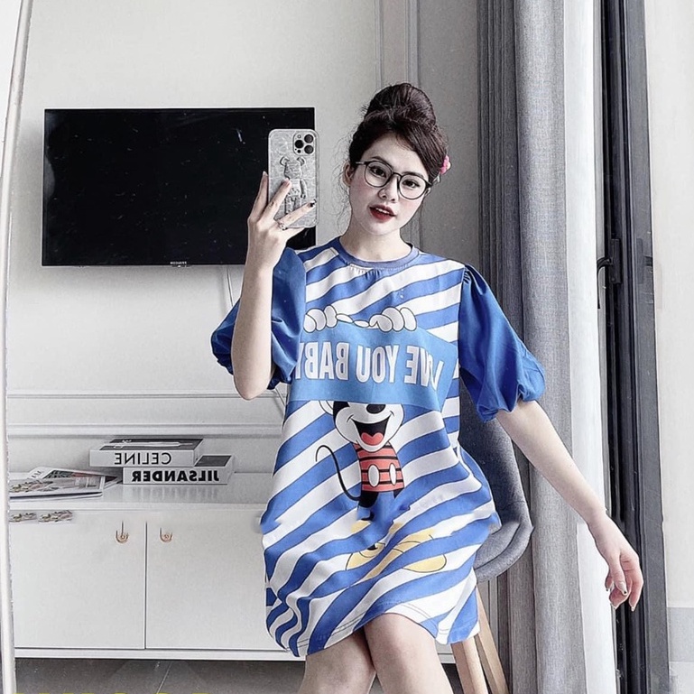 Váy suông hoạt hình cotton đầm suông nữ cộc tay TH108 | BigBuy360 - bigbuy360.vn