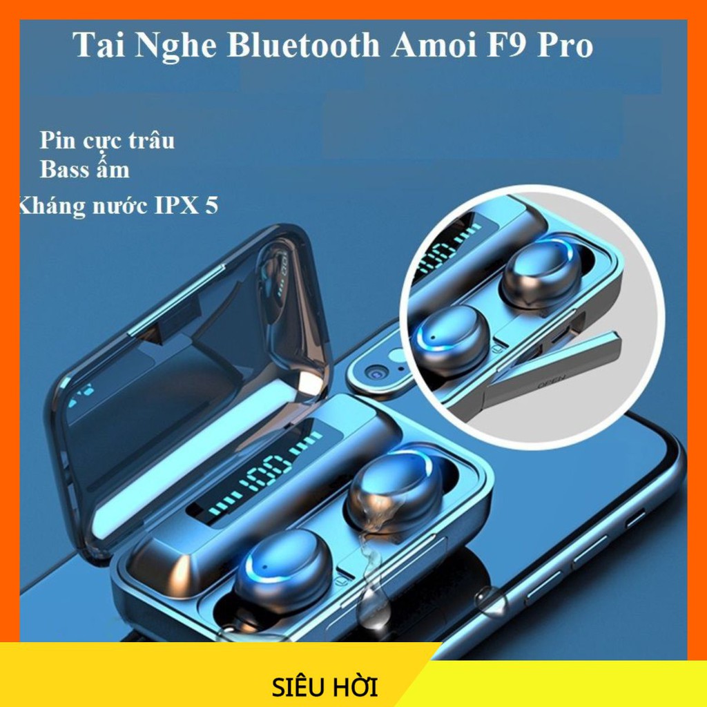 Tai Nghe Bluetooth Không Dây Nhét Tai 5.0 Amoi F9 Pro Nút Cảm Ứng Kiêm Sạc Pin Dự Phòng ThanhThuShop02